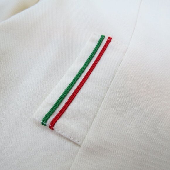 VINTAGE Kid's White Wool Pea Coat with Red Green Stripe A Rainbow Coat - Picture 3 of 9